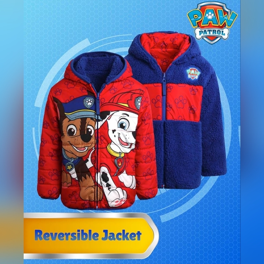 New Nickelodeon Paw Patrol Reversible Jacket – Chase and Marshall, size 5